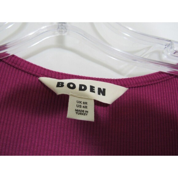 Boden Pink Ribbed Side Splits V Neck Short Sleeve Midi Dress Size 4 EUC - Picture 3 of 3